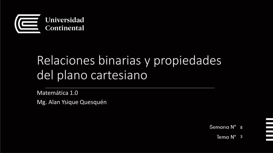 Relaciones binarias y propiedades del plano cartesiano