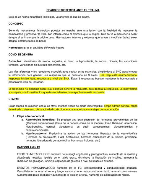  Reacción Sistémica ante el trauma