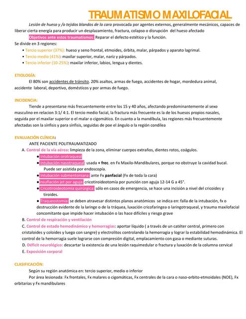 Trauma maxilofacial y cuello