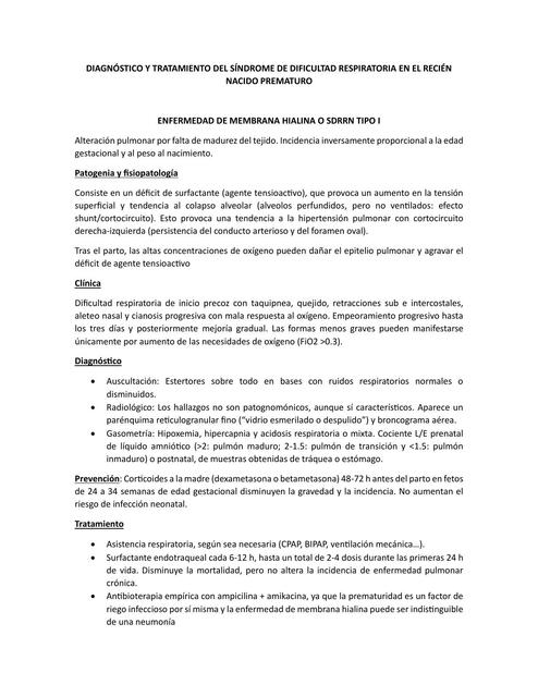 DIAGNÓSTICO Y TRATAMIENTO DEL SÍNDROME DE DIFICULTAD RESPIRATORIA