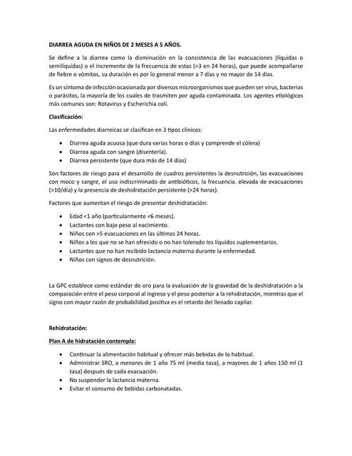 DIARREA AGUDA EN NIÑOS DE 2 MESES A 5 AÑOS