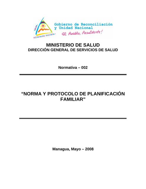 Normativa 002 Norma y protocolo de planificación Familiar 