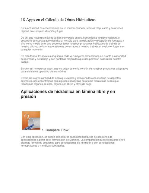 18 Apps en el Cálculo de Obras Hidráulicas