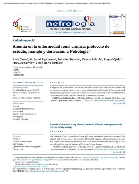 Anemia en la enfermedad renal crónica  