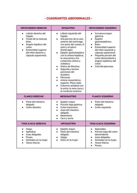 Cuadrantes Abdominales