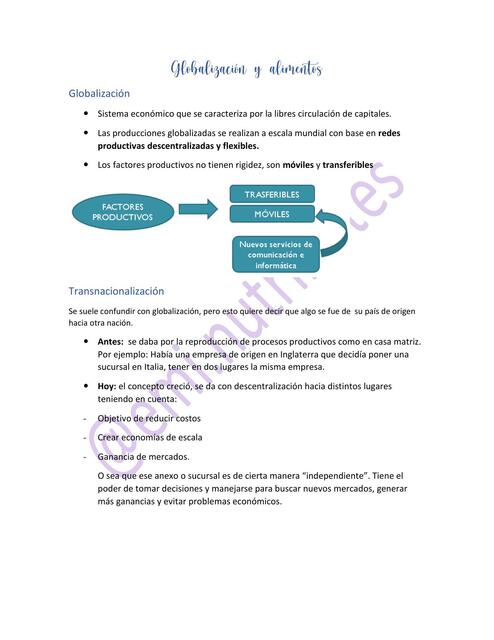 Globalización y alimentos