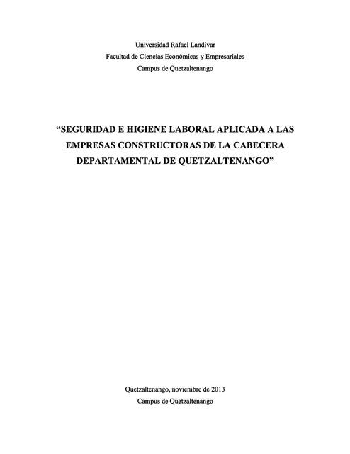 Seguridad e higiene laboral aplicada a las empresa