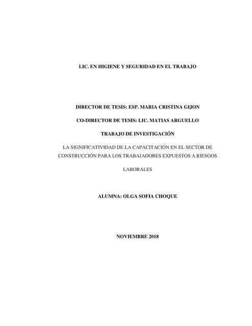 La significatividad de la capacitación el sector de construcción