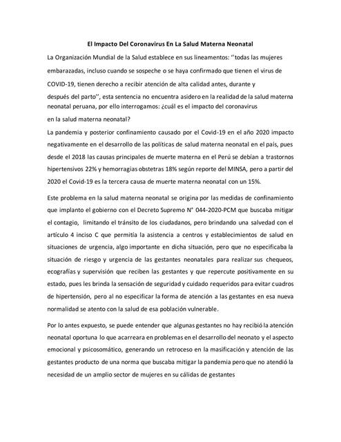 Flashcards de El Impacto Del Coronavirus En La Salud Materna | Por ...