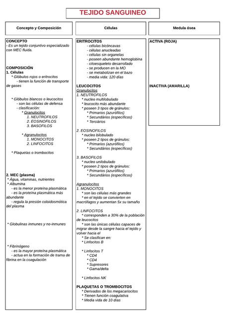 Diagrama Tejido sanguíneo