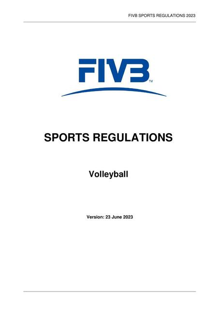 FIVB Sports Regulations