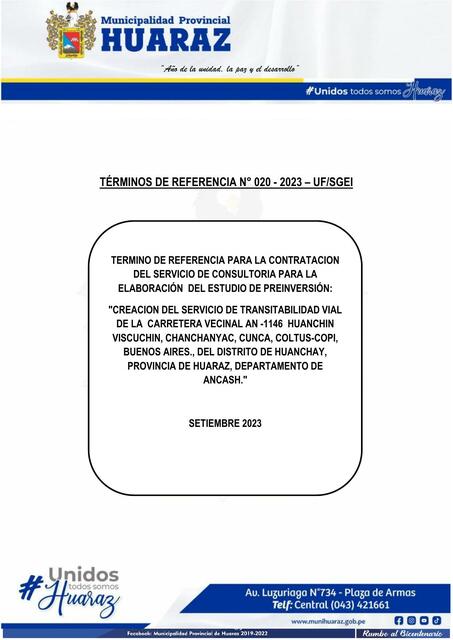 Creación del Servicio de Transitabilidad Vías de la Carretera Vecinal 