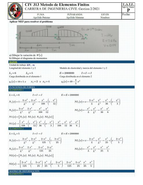 EXAMEN 2-2023 Elementos Finitos MEF