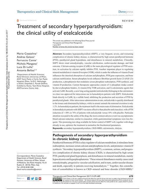 Treatment of Secondary Hyperparathyroidism