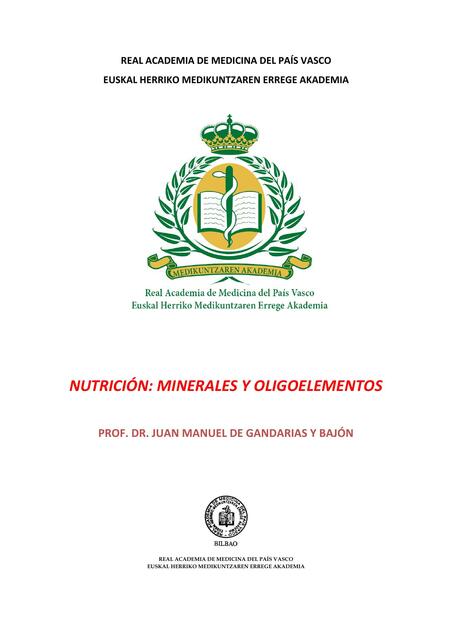 Nutrición: Minerales y Oligoelementos 