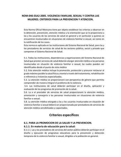 NOM-046-SSA2-2005 Violencia Familiar 