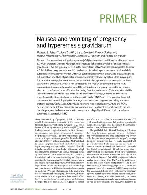 Flashcards de Nausea and Vomiting of Pregnancy and Hyperemesis ...