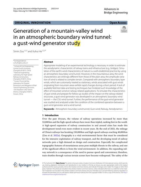 Generation of a mountain valley wind