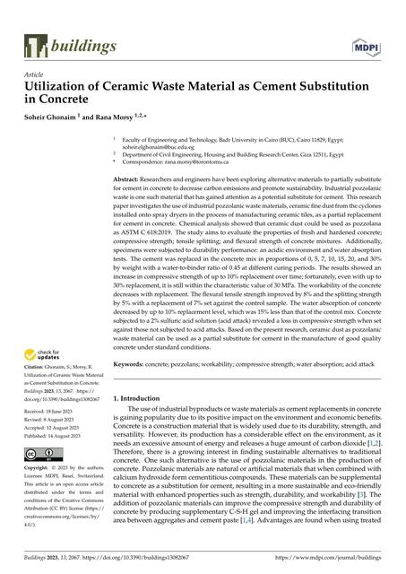 L Utilization of Ceramic Waste Material as Cement