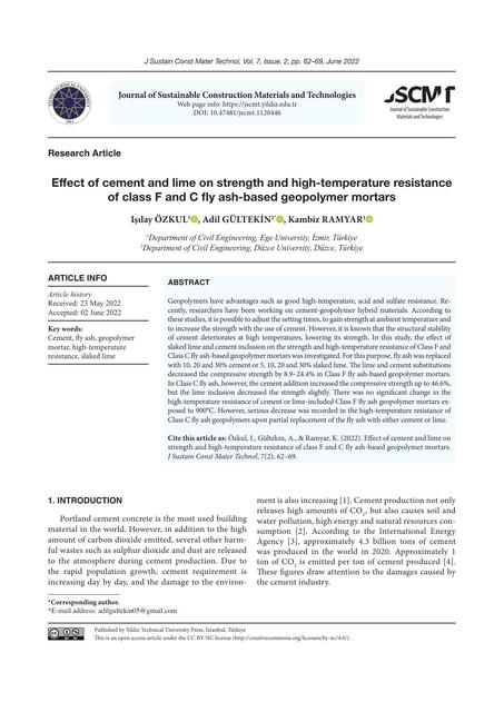 L Effect of cement and lime on strength and highte