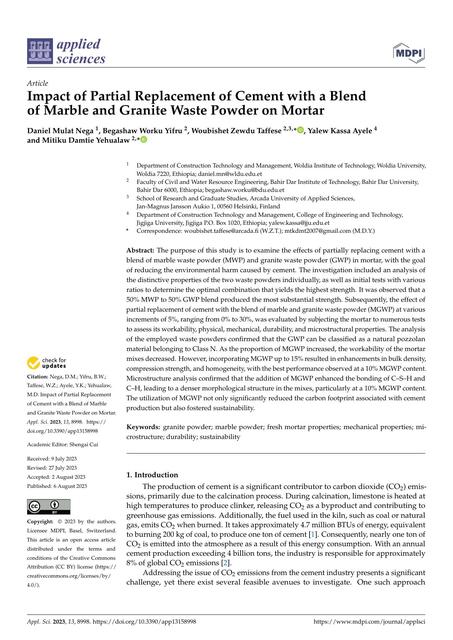 L Impact of Partial Replacement of Cement with a Blend of a marble and granite waste