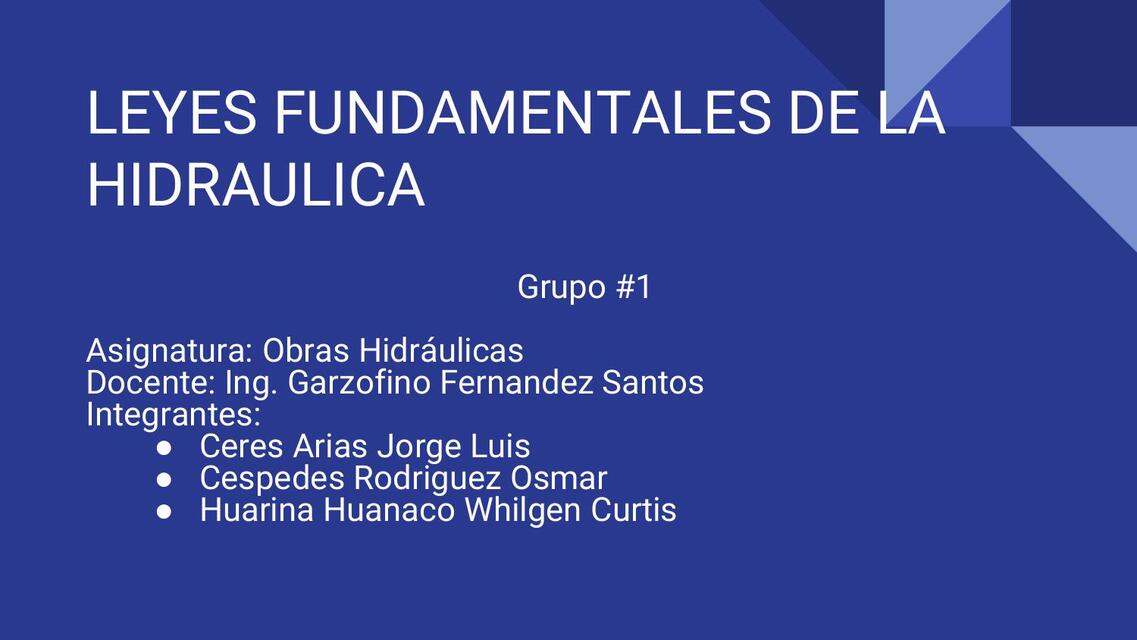 Leyes fundamentales de la hidráulica