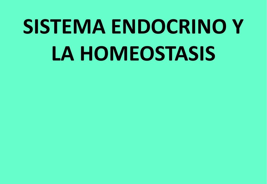 Sistema Endocrino y la Homeóstasis 