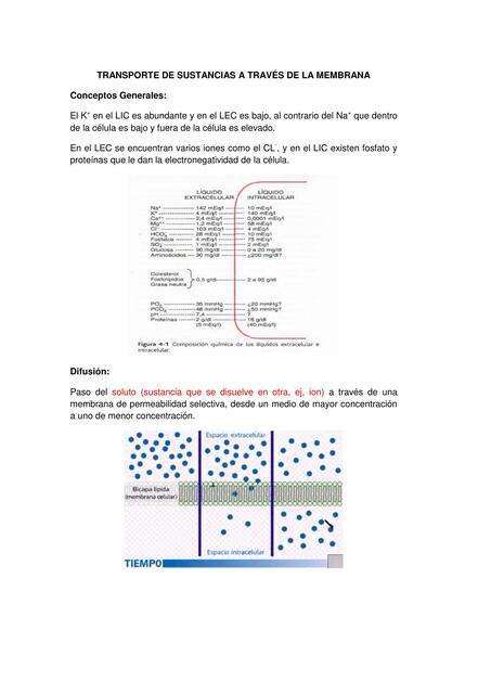 Transporte de sustancias a través de la membrana