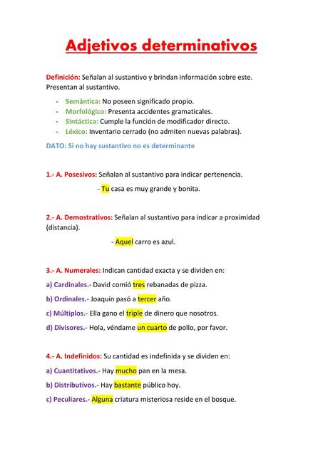 Adjetivos determinativos 