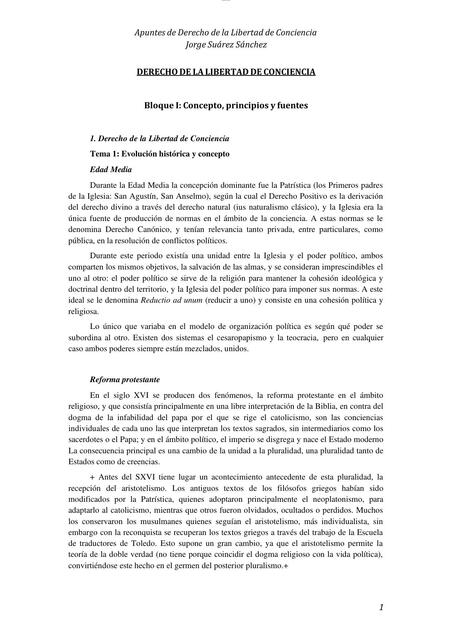 Derecho de la Libertad de Conciencia ULE apuntes