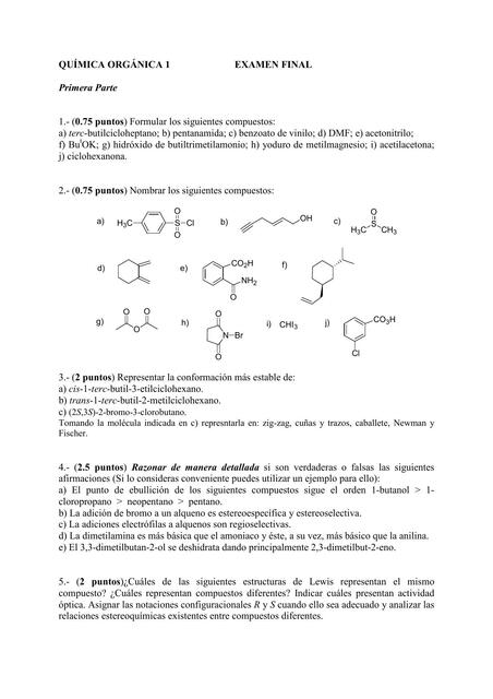 Pruebas de química orgánica