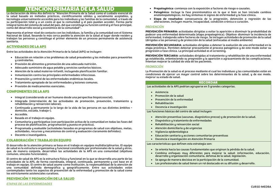 Atención primaria de la salud | ValeES25 | uDocz