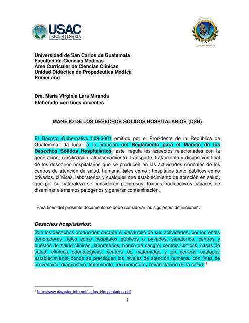 Manejo de los Desechos Sólidos Hospitalarios