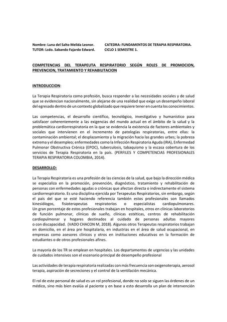 COMPETENCIAS TERAPEUTA RESPIRATORIA SEGUN ROLES PR