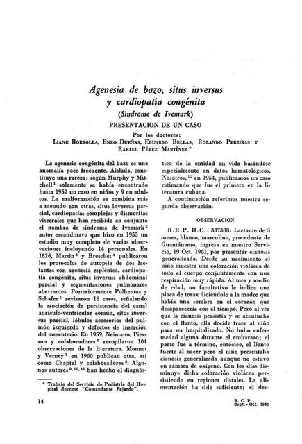 Agenesia de Bazo, Situs Inversus y Cardiopatía Congénita 