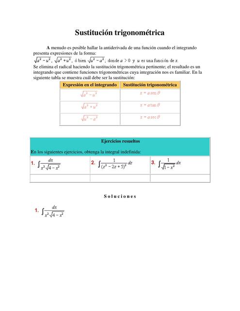 Sustitución Trigonométrica 