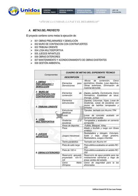 INFORME DE EVALUACION EXPEDIENTE TECNICO PERCCO