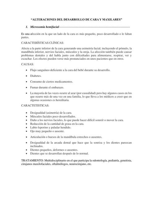 Microsomía hemifacial - ALTERACIÓN DEL DESARROLLO