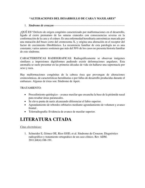 Sindrome de Crouzon - ALTERACIÓN DEL DESARROLLO