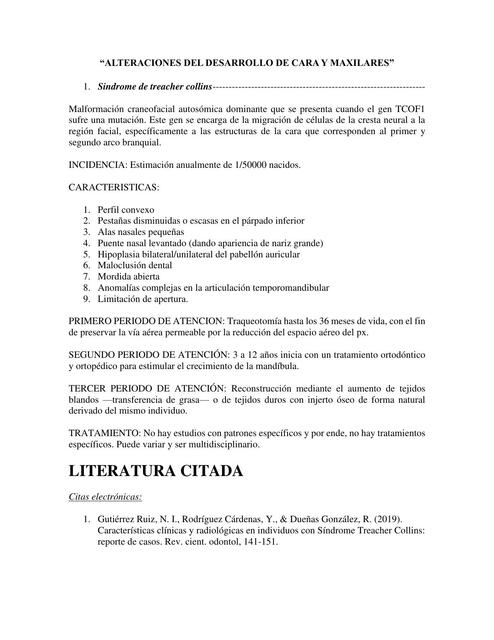 Sindrome de Treacher Collins ALTERACIÓN DEL DESARR