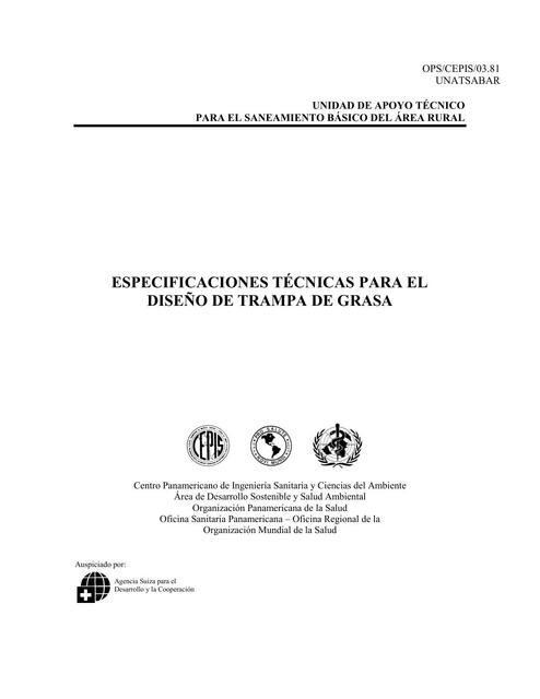 ESPECIFICACIONES TÉCNICAS PARA EL DISEÑO DE TRAMPA