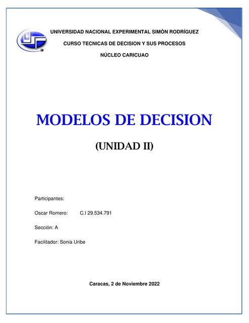 Modelos de Decisión