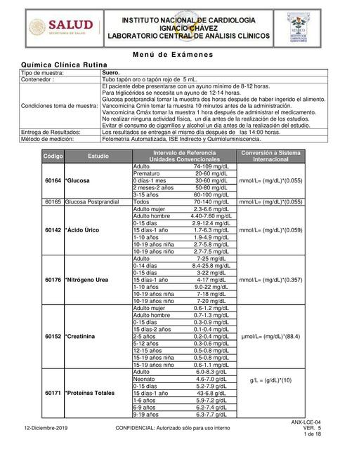 valores normales de laboratorio