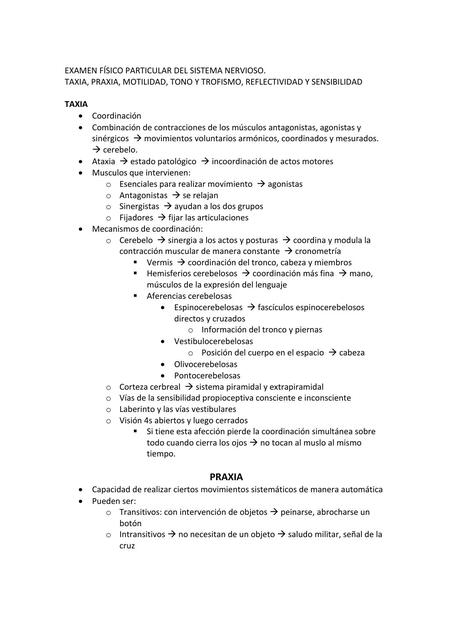 EXAMEN FÍSICO PARTICULAR DEL SISTEMA NERVIOSO