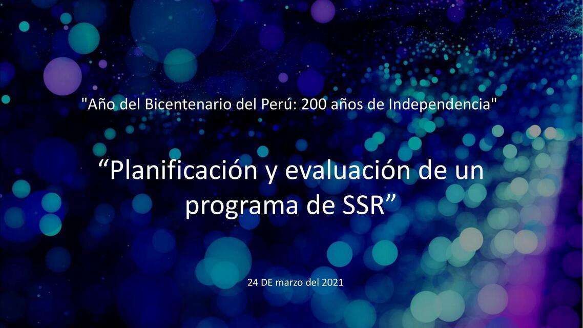 “Planificación y evaluación de un programa de SSR”