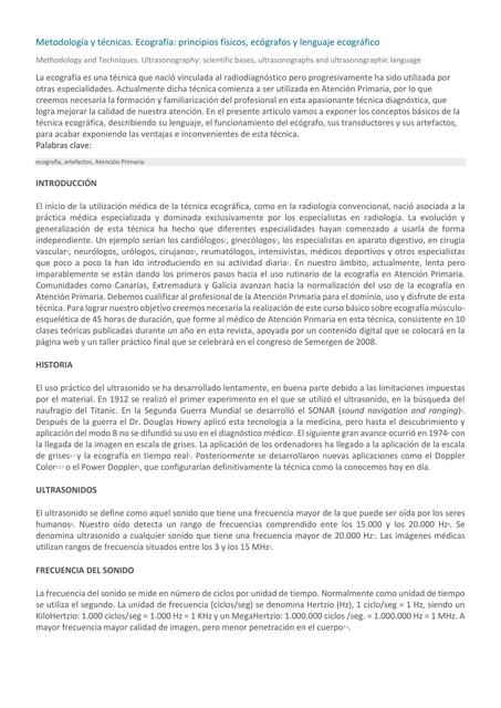 Metodología y técnicas Ecografía