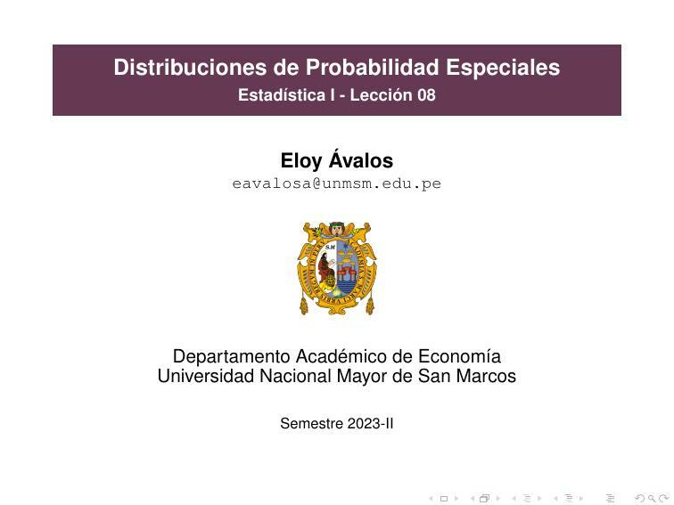 Distribuciones de Probabilidad Especiales 