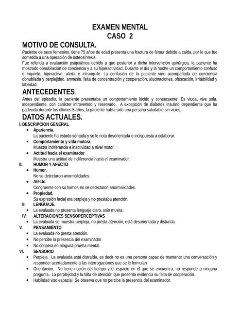 Examen Mental Casos