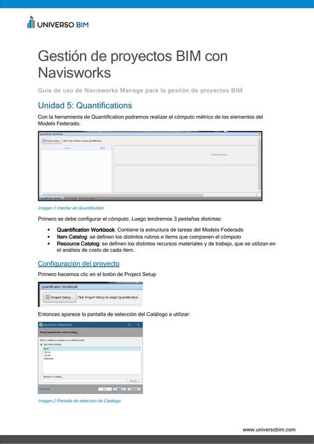 UniversoBIM Navisworks U05 Quantifications