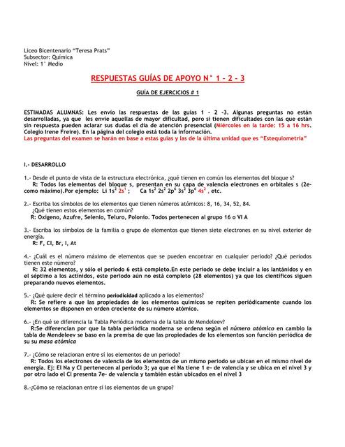 Ejercicios tabla periodica y estructura atomica re